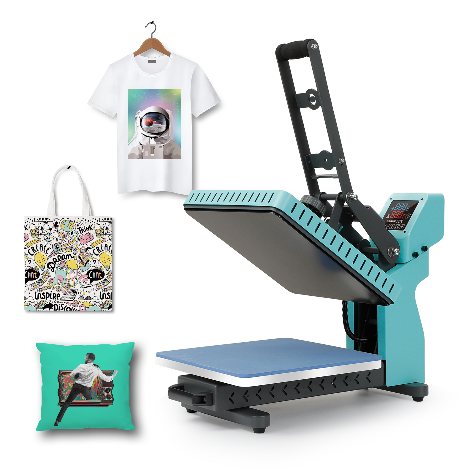 Auto Drawer Flat heat press (38*38cm, Green)